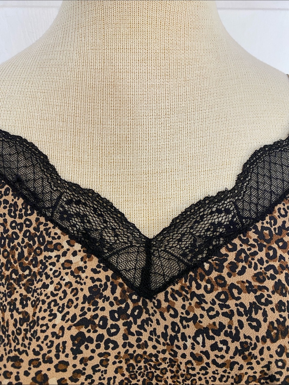 1.STATE Rebel Animal Beats Leopard Lace Trim Slip Midi Dress Size 6 NWT - Picture 7 of 16